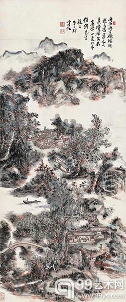 黄宾虹 1955年作 南高峰小景 立轴 