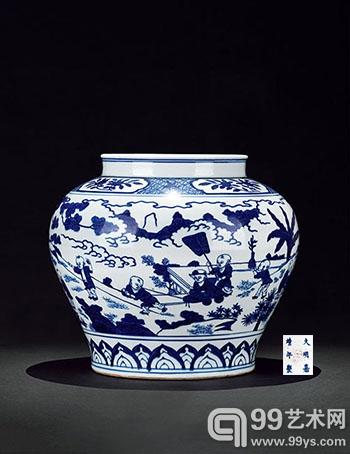明嘉靖青花婴戏图大罐 高 34.0cm