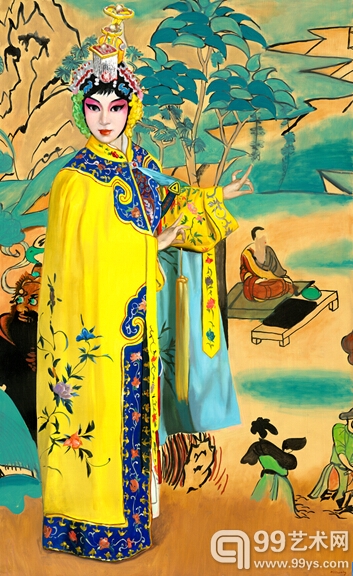 米巧铭京剧油画作品《虞姬》 92cm*150cm  2014年作  布面油画