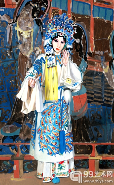 米巧铭京剧油画作品《贵妃醉酒》  93cm*150cm  2014年作 布面油画