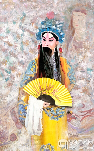 米巧铭京剧油画作品《龙凤呈祥之刘备》  94cm*124cm  2013年作 布面油画