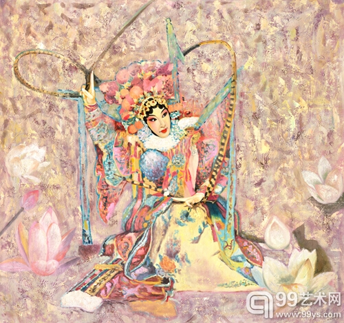 米巧铭京剧油画作品《穆桂英挂帅》 124cm*132cm  2013年作  布面油画