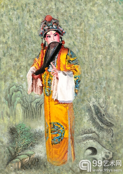 米巧铭京剧油画作品《太真外传之唐玄宗》 86cm*124cm  2013年作  布面油画