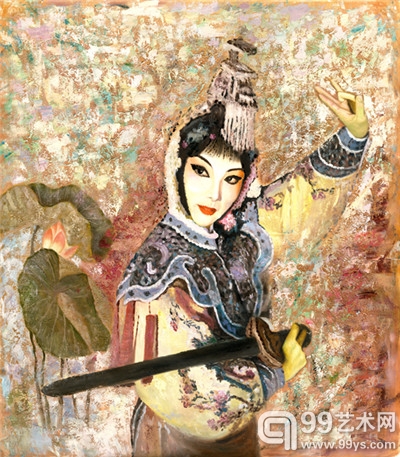 米巧铭京剧油画作品《虞姬》 107cm*123cm 2013年作