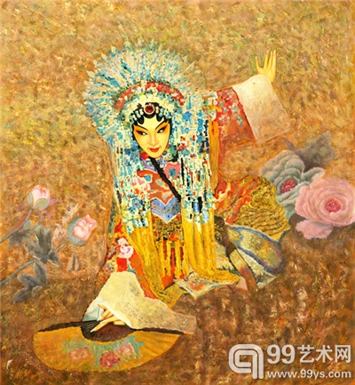 米巧铭京剧油画作品《贵妃醉酒》 147cm*135cm 2012年作