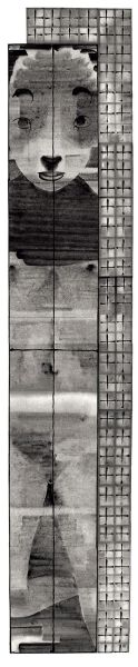 蔡广斌 窗 阴郁 水墨 宣纸  338×80cm 2005