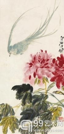齐白石《富贵长寿》设色纸本 立轴