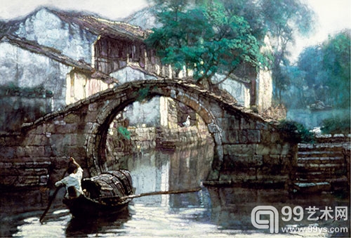 陈逸飞 蓝色的故乡 油彩 画布 75×112cm  1994