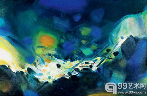 朱德群 晶晶流泉 油彩 画布130×195cm  2004