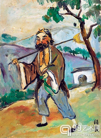关良 戏剧人物 油彩 画布40×30cm