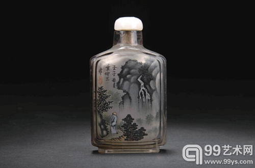 叶仲三画的山水鼻烟壶
