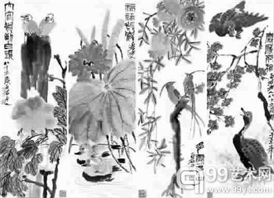  齐白石的《花鸟四屏》