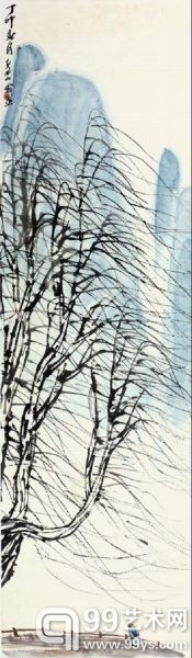 齐白石 春柳图 纸本设色 立轴 143cmx43cm