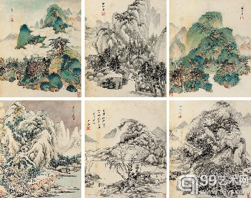王鉴 《仿古山水》（局部） 册页