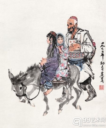黄胄(1925-1997)送学图