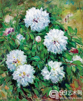 胡善馀  牡丹花  油彩 画布  60×50cm  来源：海外资深藏家收藏