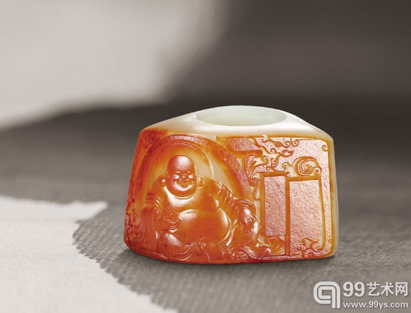11328  黄杨洪  和田玉籽料常自在扳指  5.5×4.2×3.4cm  100g