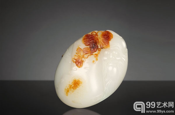 张克山 羊脂玉庄周梦蝶 8.0×5.9×4.2cm  260g