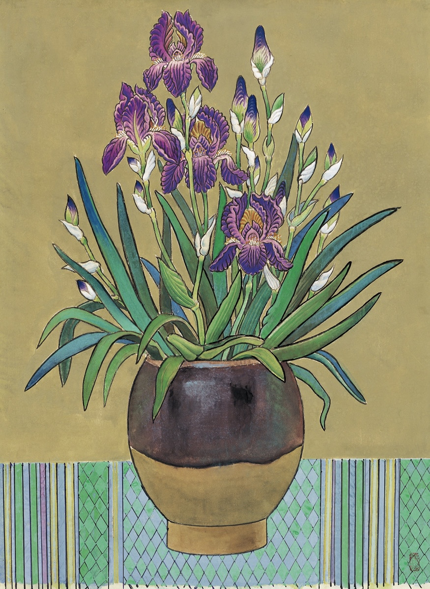 祝大年，《紫鸢花》，工笔重彩，81.5x61cm，1993