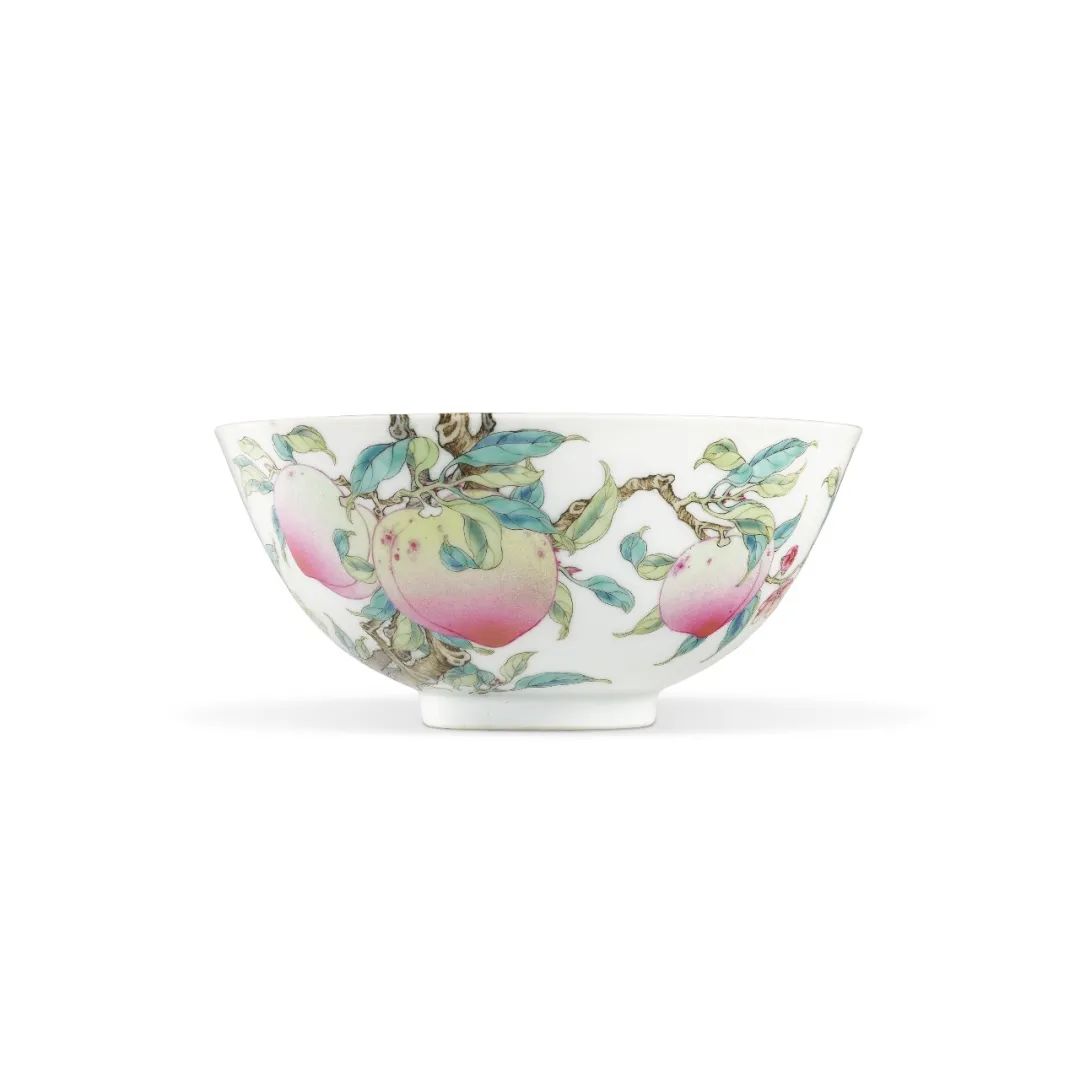 清雍正 粉彩过枝福寿双全盌