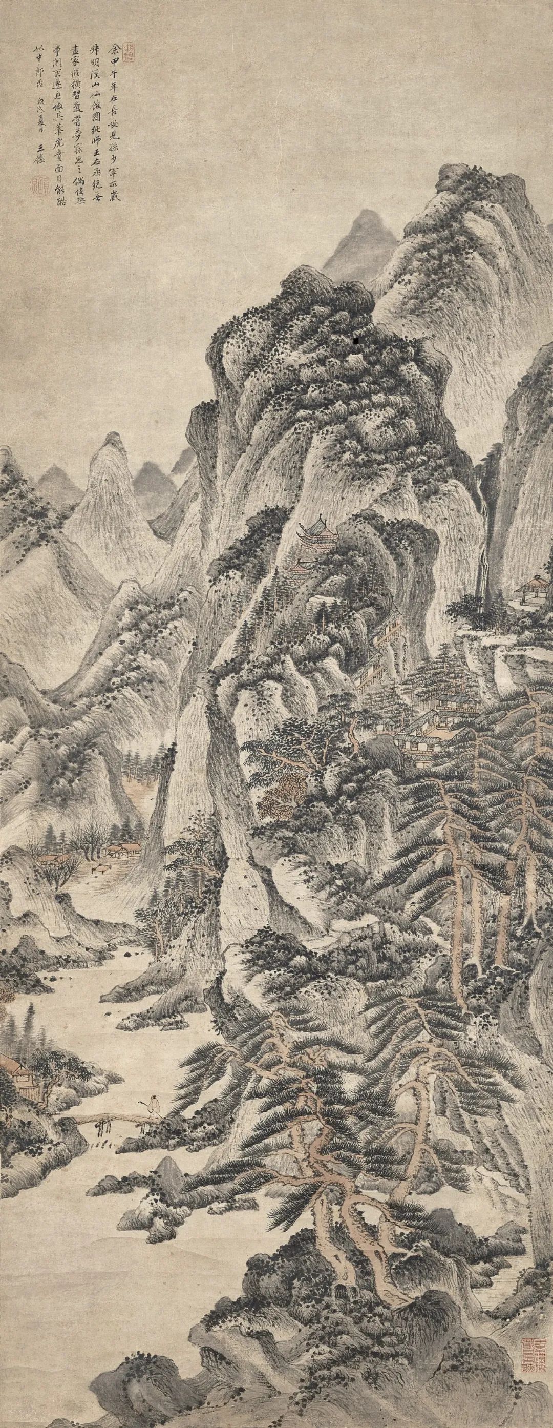 王鉴 《仿叔明溪山仙馆图》