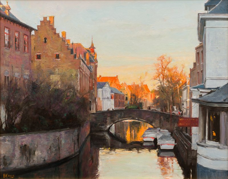 李前-72&times;90cm-《布鲁日的早晨》-布面油画-2023