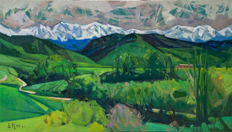 王辉《遥看雪峰》80&times;140cm