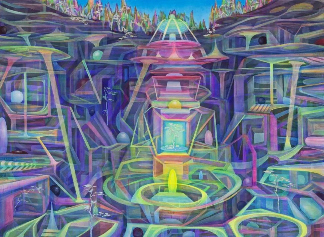 黄宇兴《人工智能的地下心脏》 布面丙烯，油彩 220×300cm 2024-2026