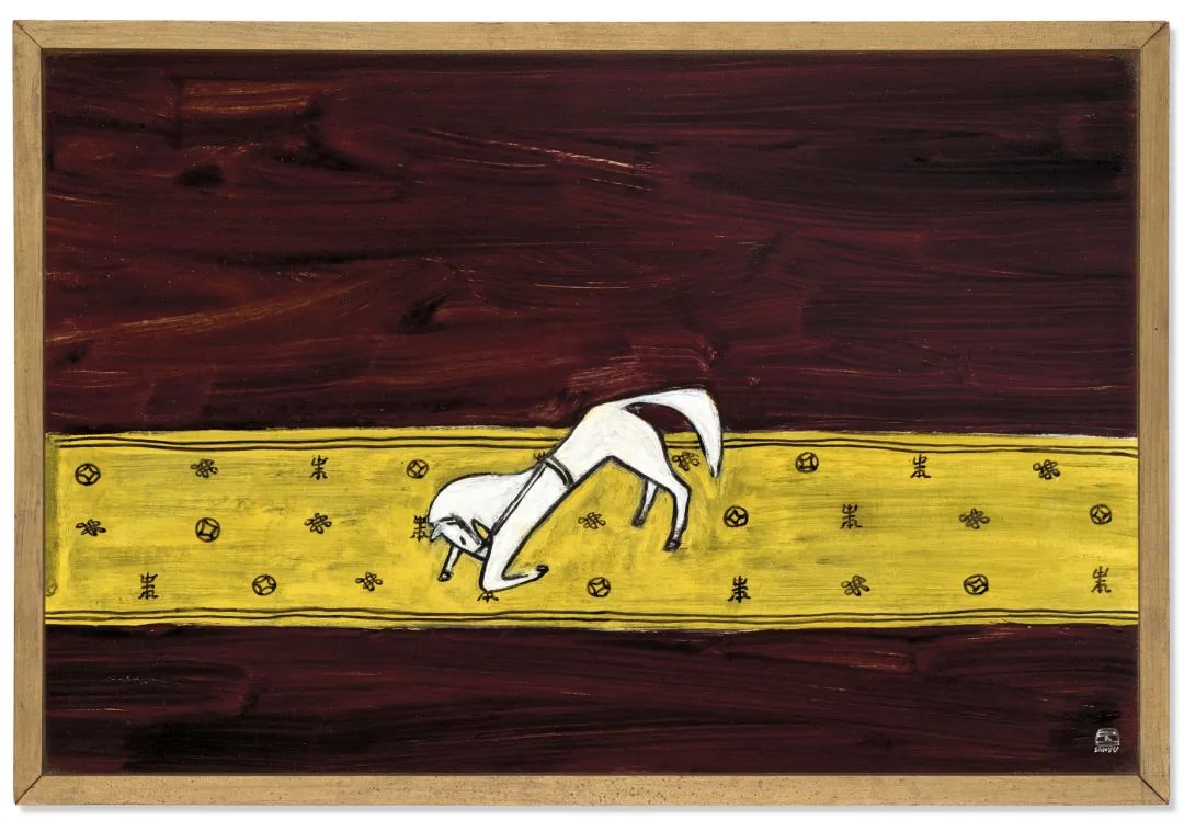 常玉 (1895-1966) 《毯上的曲腿马》 油彩 纤维板