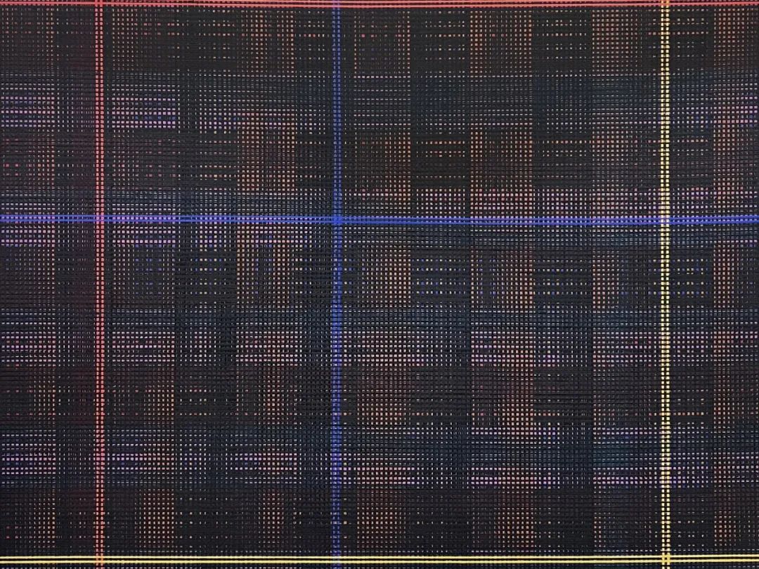 程霄，《编织 053》，布面油彩，130x130cm，2024