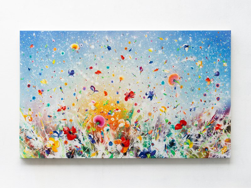 Thierry Feuz, Silent Winds Opus Panorama, 2025, Lacquer, oil, acrylic and glitter on canvas, 120 x 200 cm