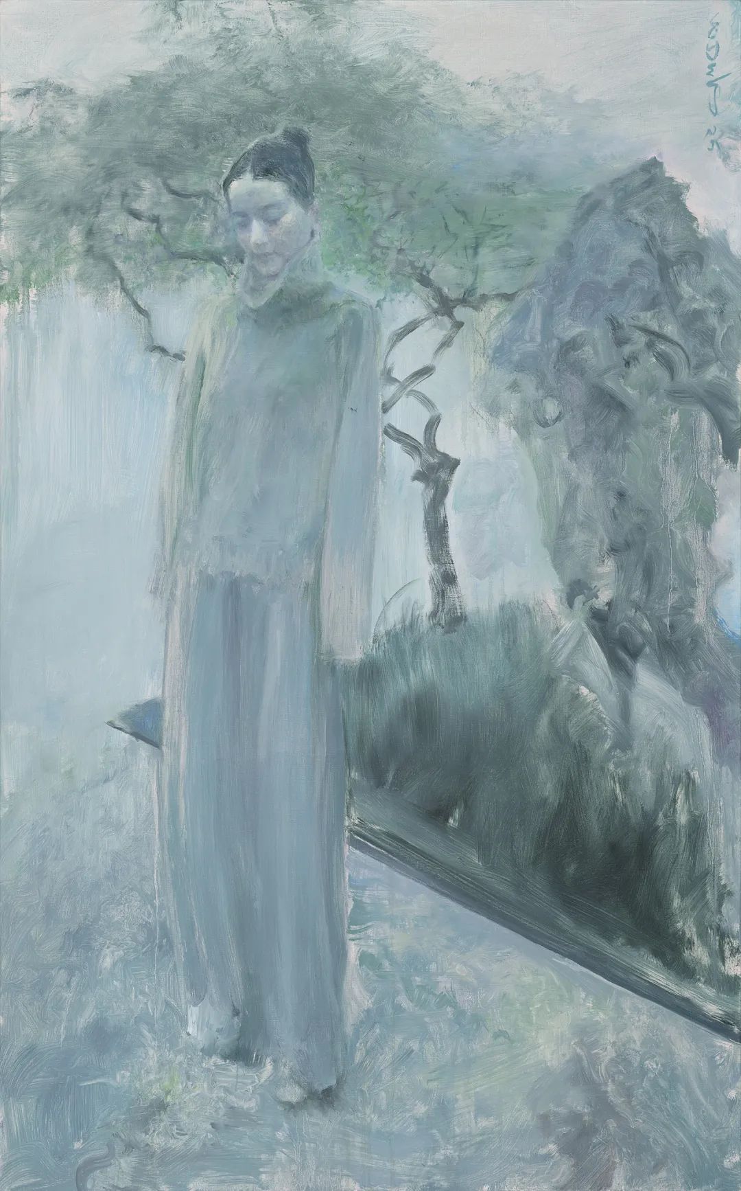 何多苓《拟江南No.2》 布面油画 160x100cm 2025 艺术家及应空间当代艺术中心惠允