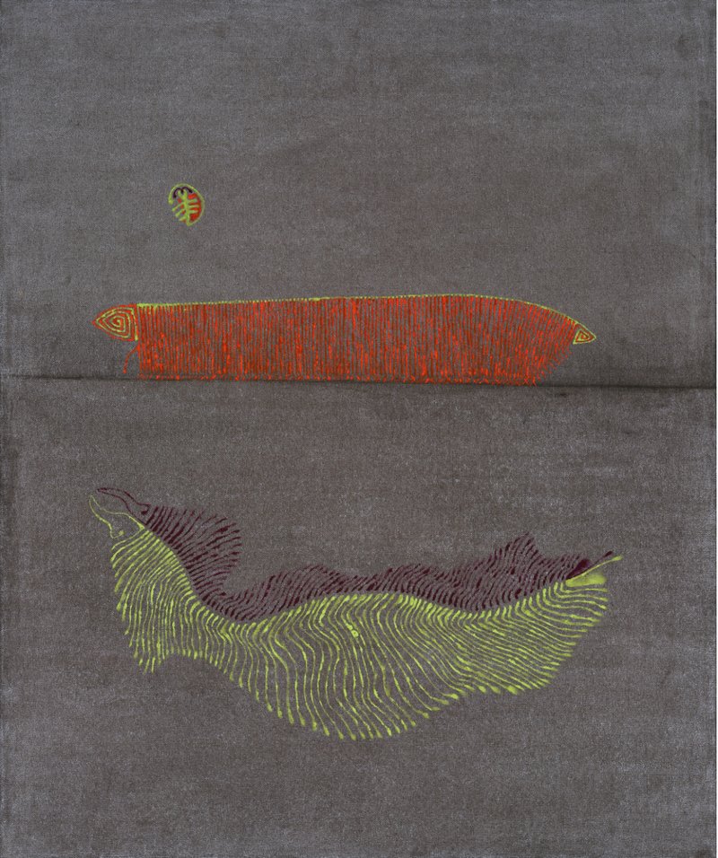 雙頭蛇與巨蟾蜍 660x1210mm mixed media on fabric 2026