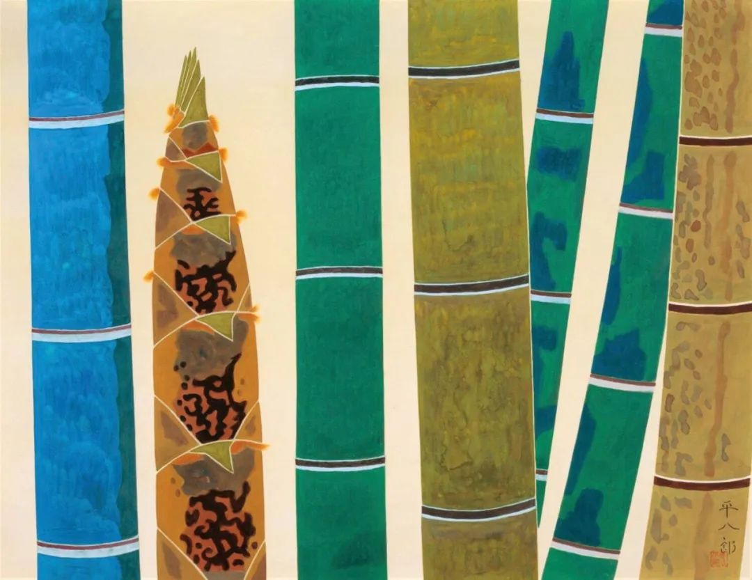 福田平八郎（Heihachir Fukuda）《竹》，设色绢本，55&times;72cm，1942年作，京都国立近代美术馆藏