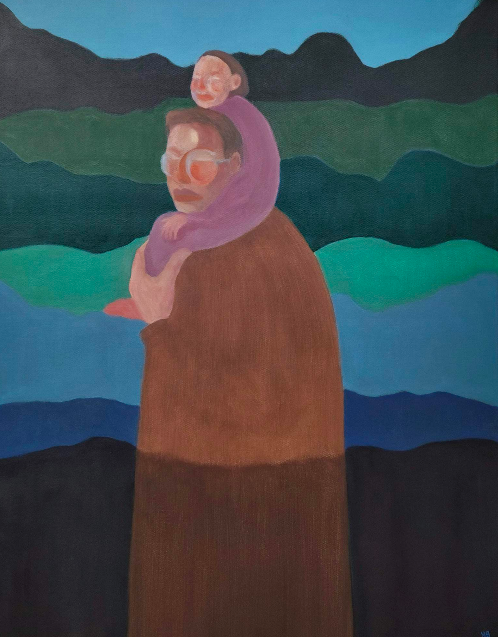    父与子&nbsp;55.9x71.7cm&nbsp;布面油画 2023