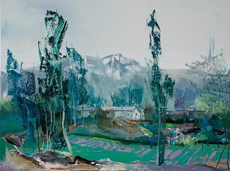 陈金华《沈家沟白杨》90&times;120cm