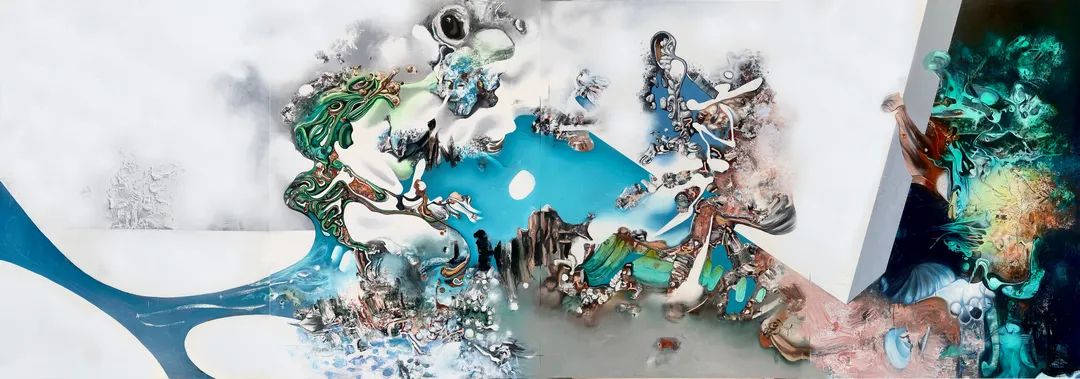 《美术馆里的量子狂欢》 280x800cm 布面油画、丙烯 2023