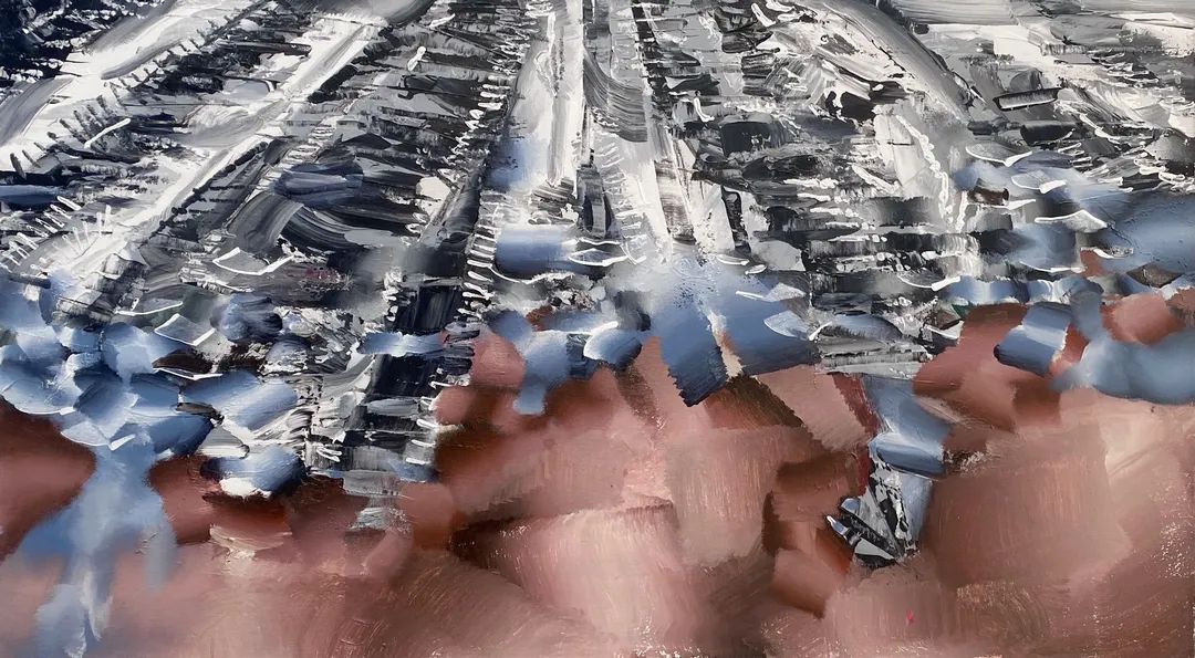 《数据潮汐》81x144cm 布面油画、丙烯 2025