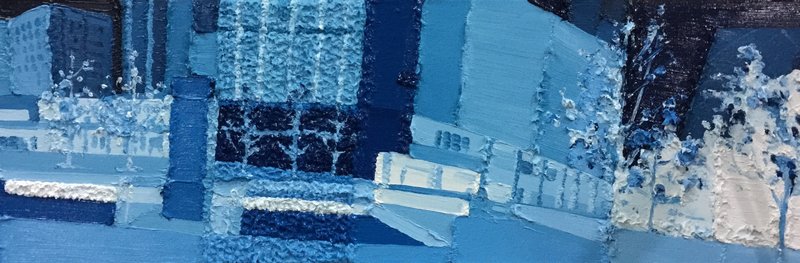 八景&middot;孔雀蓝&middot;金台夕照 40X120CM 布面油画 2016