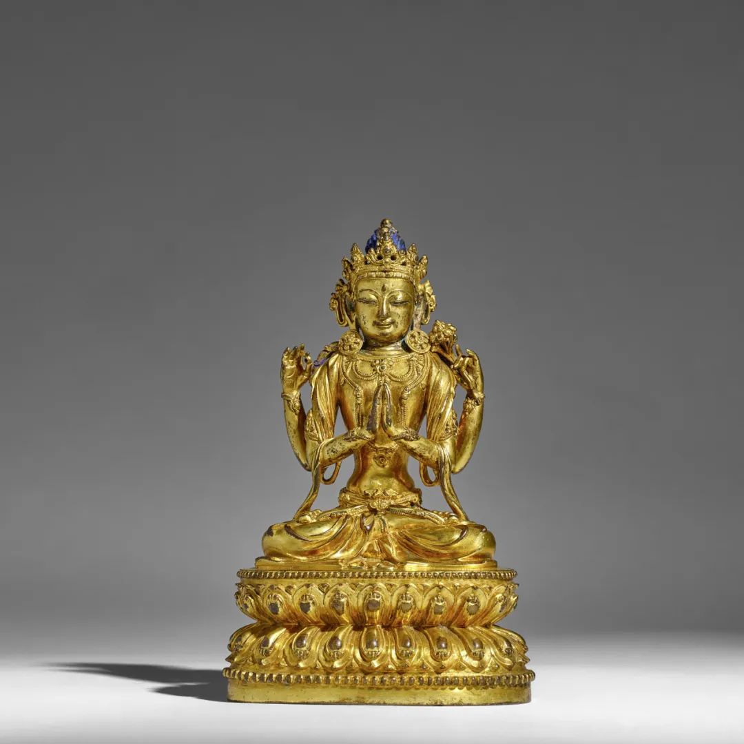 鎏金铜四臂观音坐像