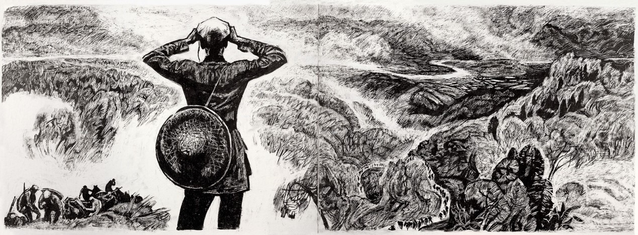 北京画院美术馆藏品沈尧伊《地球的红飘带》原画