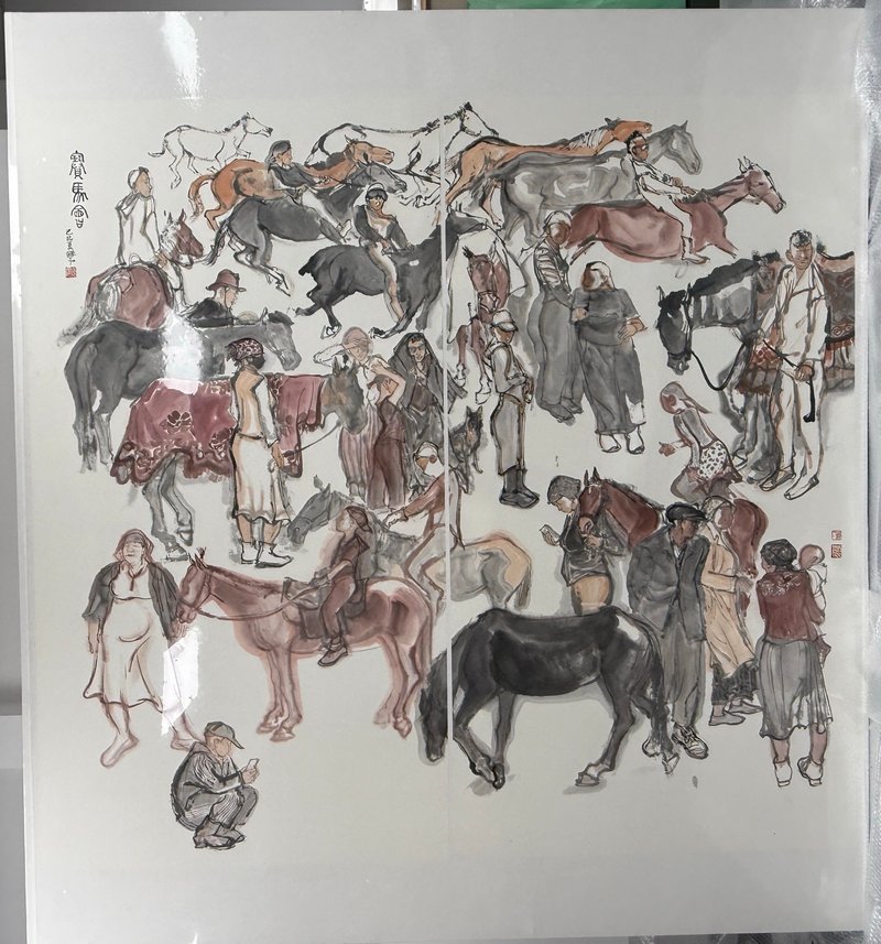 陈铎《赛马会》220&times;202cm.