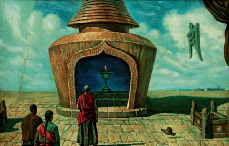任戎《明晰的传奇&mdash;1》布面油画 _ 81cm&times;125cm _ 1985 年
