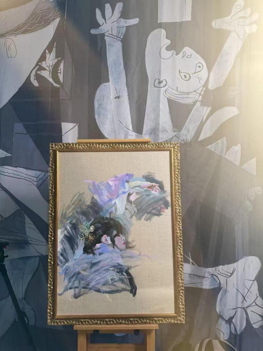 赵半狄画室开放现场，展出《另一个格尔尼卡》部分写生图