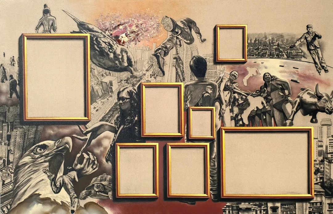 《意图》 215x330cm 布面木炭、丙烯 2008