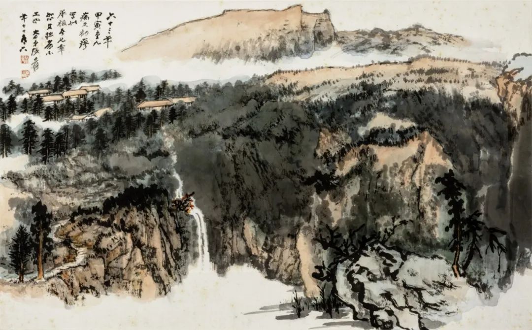 张大千 《为茅承祖写秋山松瀑》