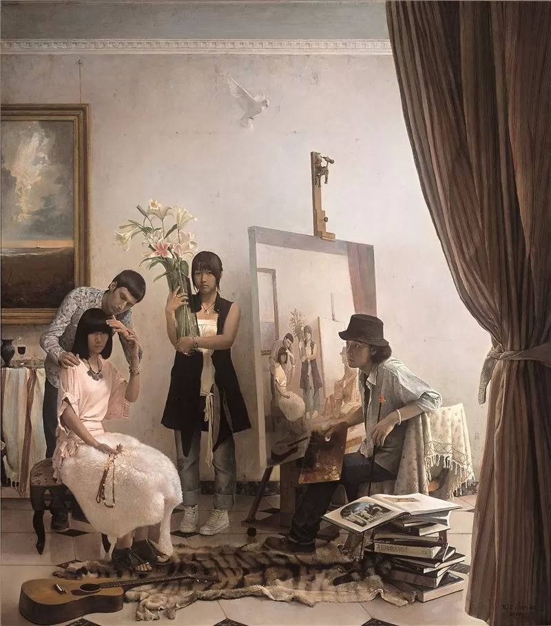 谢郴安《生活轨迹&mdash;&mdash;停留在画室里的时间》135X120cm，布面油画，2010