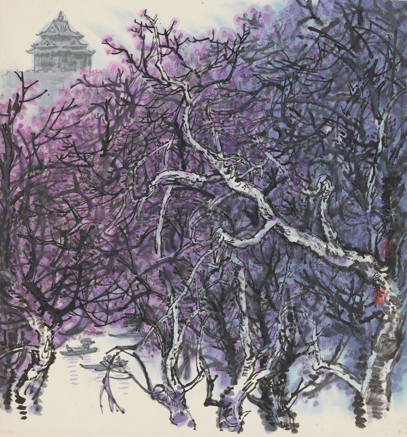 《春到紫禁城》 李行简 1990年 纸本设色 68&times;63cm 中央美术学院美术馆藏