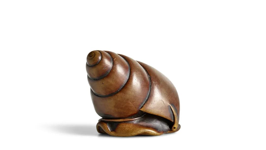 京都之正直（活跃于十八世纪后半） 珍罕木雕小海螺根付