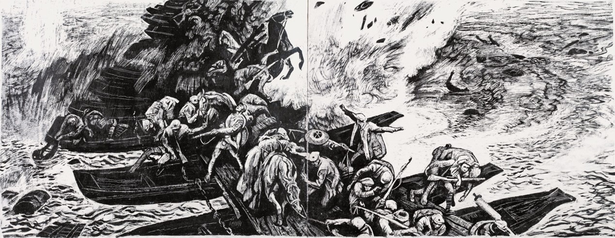 北京画院美术馆藏品沈尧伊《地球的红飘带》原画